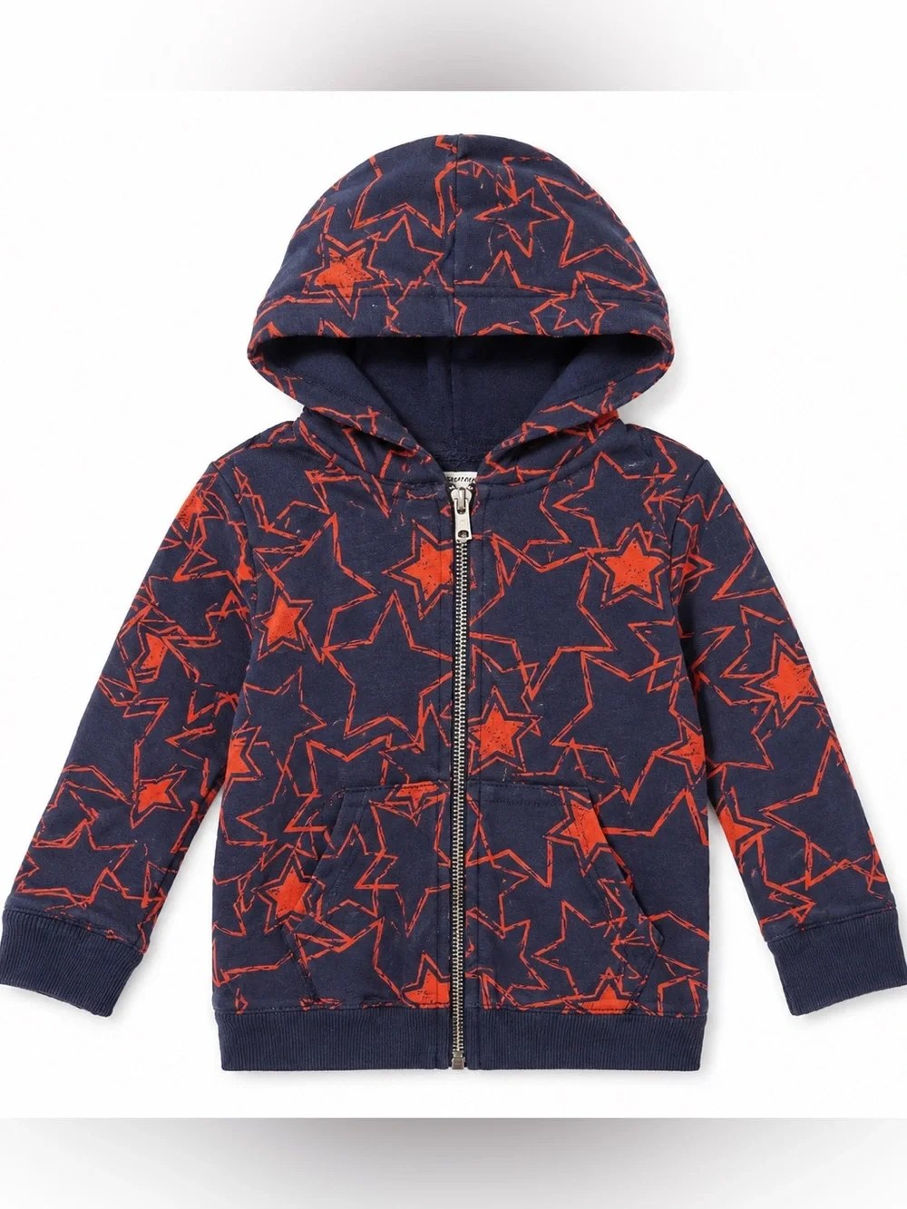 The Children’s Place Boys 3T Star Print Zip Hoodie Jacket Navy Red Full Zip